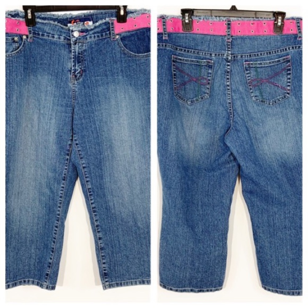Wak Blue Denim Jeans with Pink Trim Size 16W